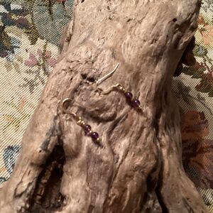 Dainty Gold Amethyst Bead Dangle Earrings